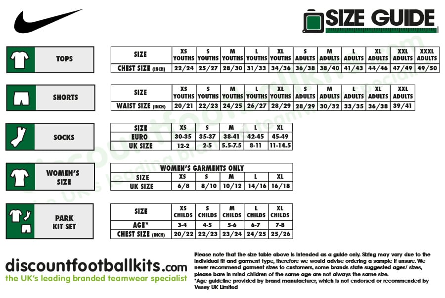 nike sock size chart