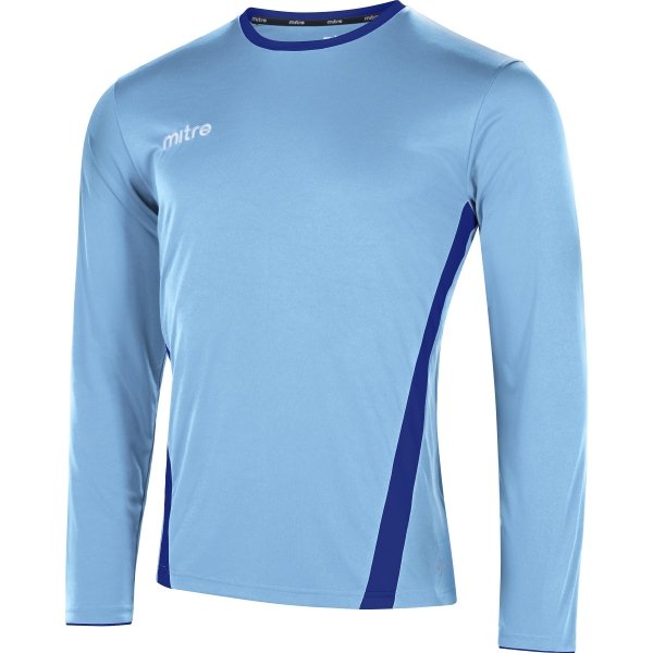 Mitre Origin Long Sleeve Sky/Navy Football Shirt