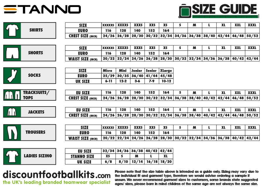adidas football kit size guide
